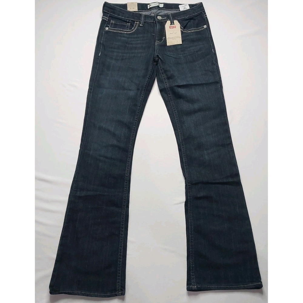Levis 715 Bootcut Jeans Girls 14 Blue Medium Wash Stretch Denim Adjustable Waist